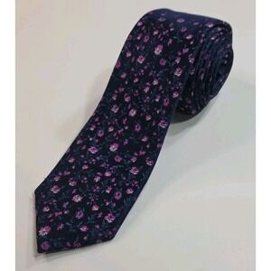 1901 Blue/Purple Floral Men's 100% Silk Tie 59"-2.5"